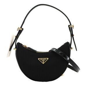 PRADA Arque 2way Hand Shoulder Bag Nylon Leather Black 1BC194 Purse 90281413